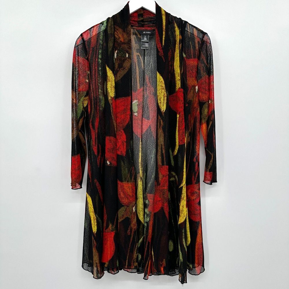 Ali Miles Cardigan Jacket Duster Medium Stretch Sheer Mesh Artsy Boho Whimsigoth